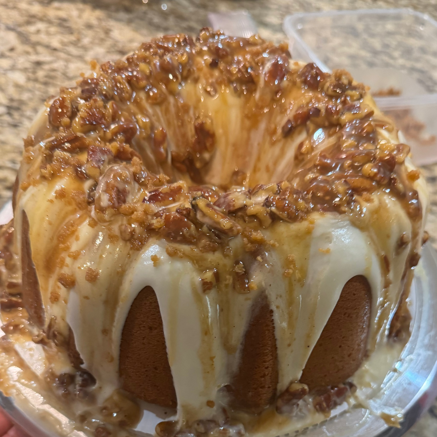 Caramel Pecan Glaze Pound Cake